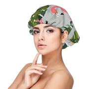 Flamingo Palm Trees Leaf Satin Bonnet Silk Bonnet, Hair Bonnet For Sleeping, Soft Double Layer Silk Sleeping Cap Hair Wrap For Women Natural Curly Braided Long Hair