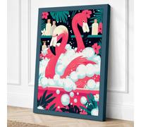 Flamingo Paradise Tropical Canvas Wall Art Print 18x12 Inch