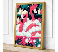 Flamingo Paradise Tropical Canvas Wall Art Print 30x20 Inch