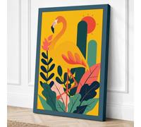 Flamingo Paradise Tropical Canvas Wall Art Print 30x20 Inch
