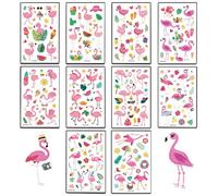 Flamingo Party Decoration Set, 10 Sheets Temporary Tattoo for Children, Girls, Boys, Sticker Accessories, Luminous Tattoos, Skin-friendly, Stickers for Summer Children's Parties