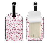 Flamingo Pattern Printed PU Leather Bag Tag, Personalized Baggage Label, Privacy Flap ID Shield, for Vacation