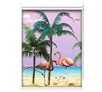 Flamingo Patterned 100% Blackout Curtains for Home Hotel Kitchen Bathroom Roller Up Design Trimable Perfect for Girl's Room 29.5inx41.3in Size