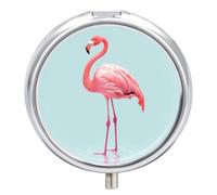 Flamingo Pill Organizer 3 Compartments, Round Small Pill Box for Purse & Pocket, Portable Daily Medicine Box to Hold Vitamins, Supplements, Pills, Fish Oil