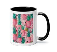 Flamingo Pineapple Ceramic Coffee Mug with Handle 11 Ounces, Porcelain Mug Coffee Cup Tea Mug Water Cup Ideal for Coffee,Tea,Latte,Cappuccino,Microwave & Dishwasher Safe Unique Gift Cup