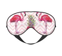 Flamingo Pineapple Print Silk Sleep Eye Mask Soft Eye Cover with Adjustable Strap Comfortable for Travel Office Nap