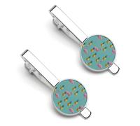 Flamingo Pineapples 2 Pcs Tie Clips for Men Tie Bar Tie Pins for Regular Ties Wedding Business