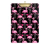 Flamingo Pink Black Tropical Clipboard Acrylic Portable Clipboard Hardboard Clipboards Standard Size, A4 Letter Size 12.5 x 9 Inches Gold Clip