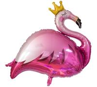 Flamingo Pink Foil Balloon with Crown, 100 x 80 cm - Can be Filled with Air or Helium, Ideal for Birthday Parties, Weddings, Parties and Gifts - Self Sealing Valve, Theme Party, Animals