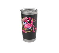 Flamingo Pink Palm Tree Tropical Beach Summer Vacation Funny Stainless Steel Insulated Tumbler