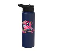 Flamingo Pink Palm Tree Tropical Beach Summer Vacation Funny Stainless Steel Insulated Water Bottle