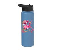 Flamingo Pink Palm Tree Tropical Beach Summer Vacation Funny Stainless Steel Insulated Water Bottle