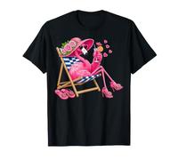 Flamingo Pink Palm Tree Tropical Beach Summer Vacation Funny T-Shirt