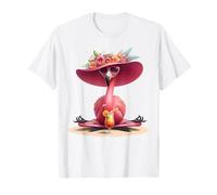 Flamingo Pink Palm Tree Tropical Beach Summer Vacation Women T-Shirt