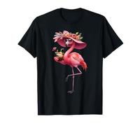 Flamingo Pink Palm Tree Tropical Beach Summer Vacation Women T-Shirt