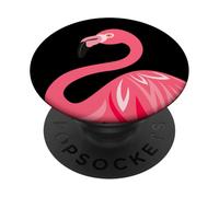 Flamingo Pink Tropical Decor Flamenco Black Background PopSockets Adhesive PopGrip