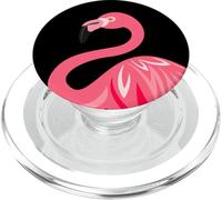 Flamingo Pink Tropical Decor Flamenco Black Background PopSockets PopGrip for MagSafe