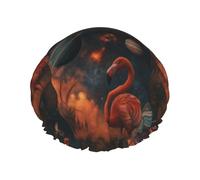 Flamingo & Planet Shower Cap Dual-Layer Design Reusable Waterproof Comfortable and Stylish