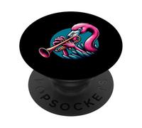 Flamingo Playing Trumpet Cool Music Art PopSockets Adhesive PopGrip