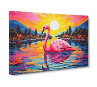 Flamingo Pop Art Canvas Print | Gallery Wrapped 30mm Frame Wall Decor | 30x20 inches | Ready to Hang | Pop Art Animals Picture | Living Room Bedroom Lounge Office
