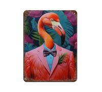 Flamingo Portrait Tropical Flamingo Tin Sign Vintage Metal Pub Club Cafe Bar Home Wall Art Decoration Poster Retro 12x16inch(30x40cm)