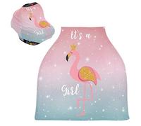 Flamingo Princess Pink Sky Stretchy Baby Car Seat Cover,Canopy Nursing Covers,Soft Breathable Windproof Scarf Changepad for Winter Infant Breastfeeding Boys