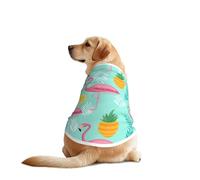 Flamingo Print Dog Outfit Sleeveles, Funny Pet Dog Clothes Machine Washable Shirt Vest For Medium Large Dogs