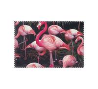 Flamingo Print Placemats Set of 6, Heat Resistant Dining Place Mats, Washable Reusable Table Mats for Spring and Summer Decorations Home Kitchen Dining Party Restaurant