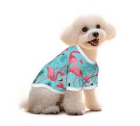 Flamingo Print Printed Everyday Soft Cotton Dog Short Sleeve T-Shirt For Chihuahuas & Teacup Puppies & Small Dogs Breeds Stretchy Cat Outfit