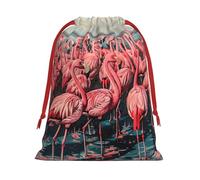 Flamingo Print Reusable Drawstring Gift Bags For Candy Bag Birthday, Wedding Or Daily