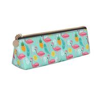 Flamingo Print Versatile Usage Lightweight Pencil Case Pouch Zippered Pen Storage School Students