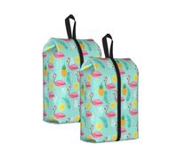 Flamingo Print Waterproof Shoe Bag Travel Bag with Carry Strap Storage Bag Versatile Cosmetic Bag-2pcs