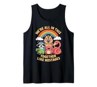 Flamingo Raccoon Axolotl Capybara We're All This Together Tank Top