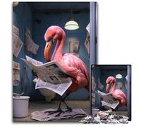 Flamingo Reading Newspaper Jigsaw Puzzles for Adults 1000 Jigsaw Puzzles for Teenagers, Couples, And Friends for Birthdays, Christmas 26X38CM/10.23x14.96inch