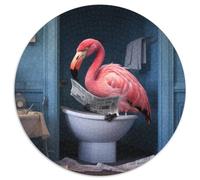 Flamingo Reading Newspaper Jigsaw Puzzles for Adults 1000 Piece Cardboard Jigsaw Puzzles Perfect Home Or Office Decor, Ideal 67.5x67.5cm