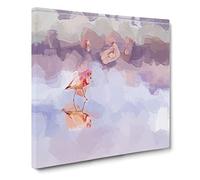 Flamingo Reflection in Abstract Modern Canvas Wall Art Print Ready to Hang, Framed Picture for Living Room Bedroom Home Office Décor, 20x20 Inch (50x50 cm)