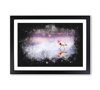 Flamingo Reflection Paint Splash Framed Print | A2 Black Framed Wall Art | Ready to Hang | Modern Animal Picture | Living Room Bedroom Lounge Office