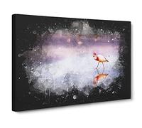 Flamingo Reflection Paint Splash Modern Art Canvas Wall Art Print Ready to Hang, Framed Picture for Living Room Bedroom Home Office Décor, 20x14 Inch (50x35 cm)