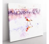 Flamingo Reflection Watercolour Modern Canvas Wall Art Print Ready to Hang, Framed Picture for Living Room Bedroom Home Office Décor, 50x50 cm (20x20 Inch)