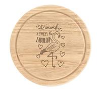 Flamingo Remember Always Be Fabulous Wooden Chopping Cheese Board Round 25cm