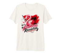 Flamingo Revolution Protest Nature Albanian Flag Premium T-Shirt