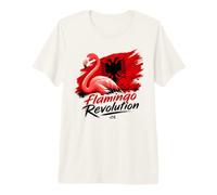 Flamingo Revolution Protest Nature Albanian Flag Premium T-Shirt