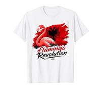 Flamingo Revolution Protest Nature Albanian Flag T-Shirt
