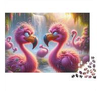 Flamingo Romance Jigsaw Puzzle Pink Flamingos 1000 Pieces Extra-thick Cardboard 100% Recycled for Seniors Brain Gift 70x50cm/1000pcs