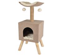 Flamingo Scandi Scratching Post Beige 43.5X34.5X82Cm With Hideaway & Toy