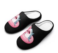 Flamingo Shark Men Cotton Slippers Lightweight Slipper | Non-Slip Shoes,House Slipper Closed Toe for Bedroom Bath