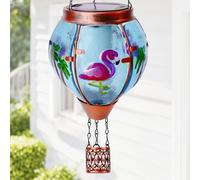 Flamingo Solar Hot Air Balloon Lantern, Outdoor Decor with Flame Lights Waterproof, Hanging Lights for Garden Yard Lawn Patio, Unique Gifts for Women Mom Grandma Gardener for Mother'Day