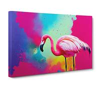 Flamingo Splash Vol.2 Canvas Print | Gallery Wrapped 30mm Frame Wall Art | 30x20 inches | Ready to Hang | Abstract Animals Picture | Living Room Bedroom Lounge Office