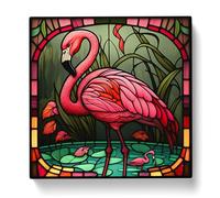 Flamingo Stained Glass Effect Canvas Print | Gallery Wrapped 30mm Frame Wall Art | 20x20 inches | Ready to Hang | Modern Animals Picture | Living Room Bedroom Lounge Office