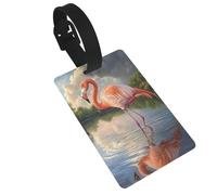 Flamingo Stands On The Water Luggage Tags Name Id Label Suitcase Tags, Ideal for Travel Cruise Backpacks Bag